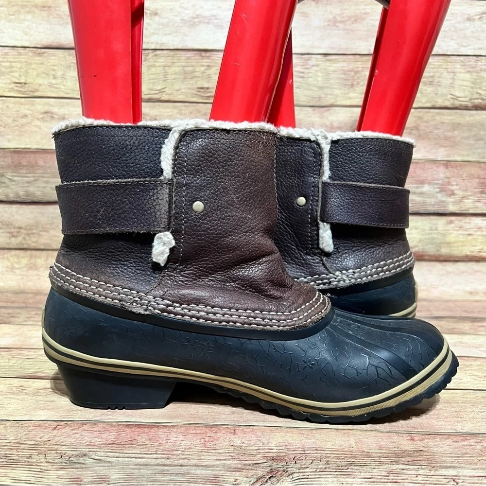 Sorel Brown Leather Fancy Li Shearling Ankle